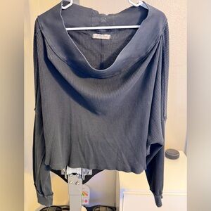 We The Free Charcoal Waffle Knit Top